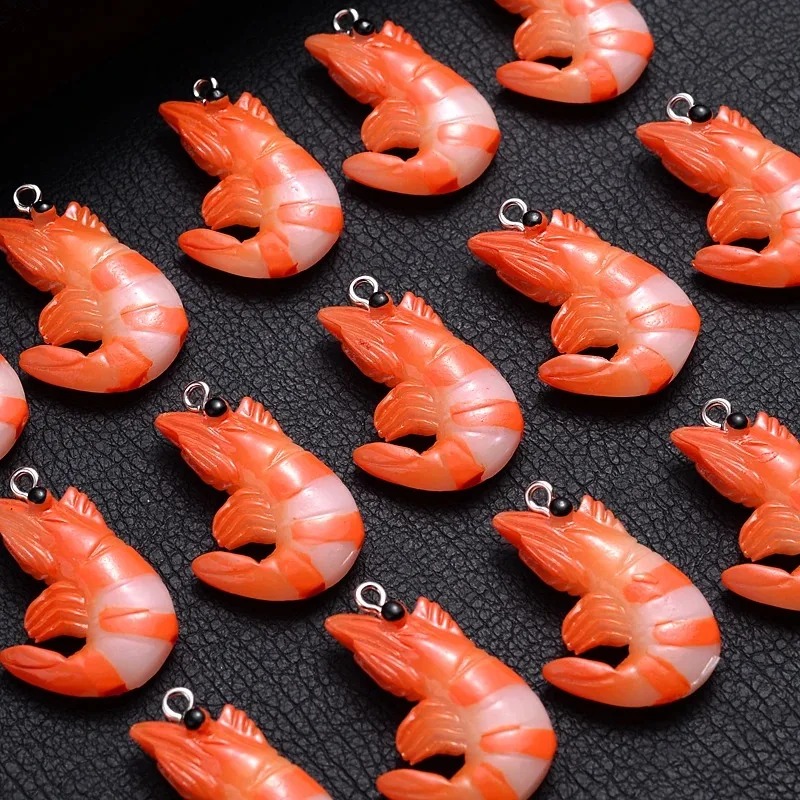 Resin Craft Supplies - 10Pcs 3D Simulated Lobster Shrimp Charms,