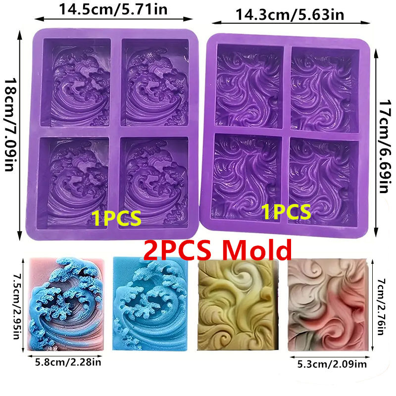 2PCS/4PCS 4-Cavity Ocean Wave  - Resin Ocean Wave Mold recension och pris