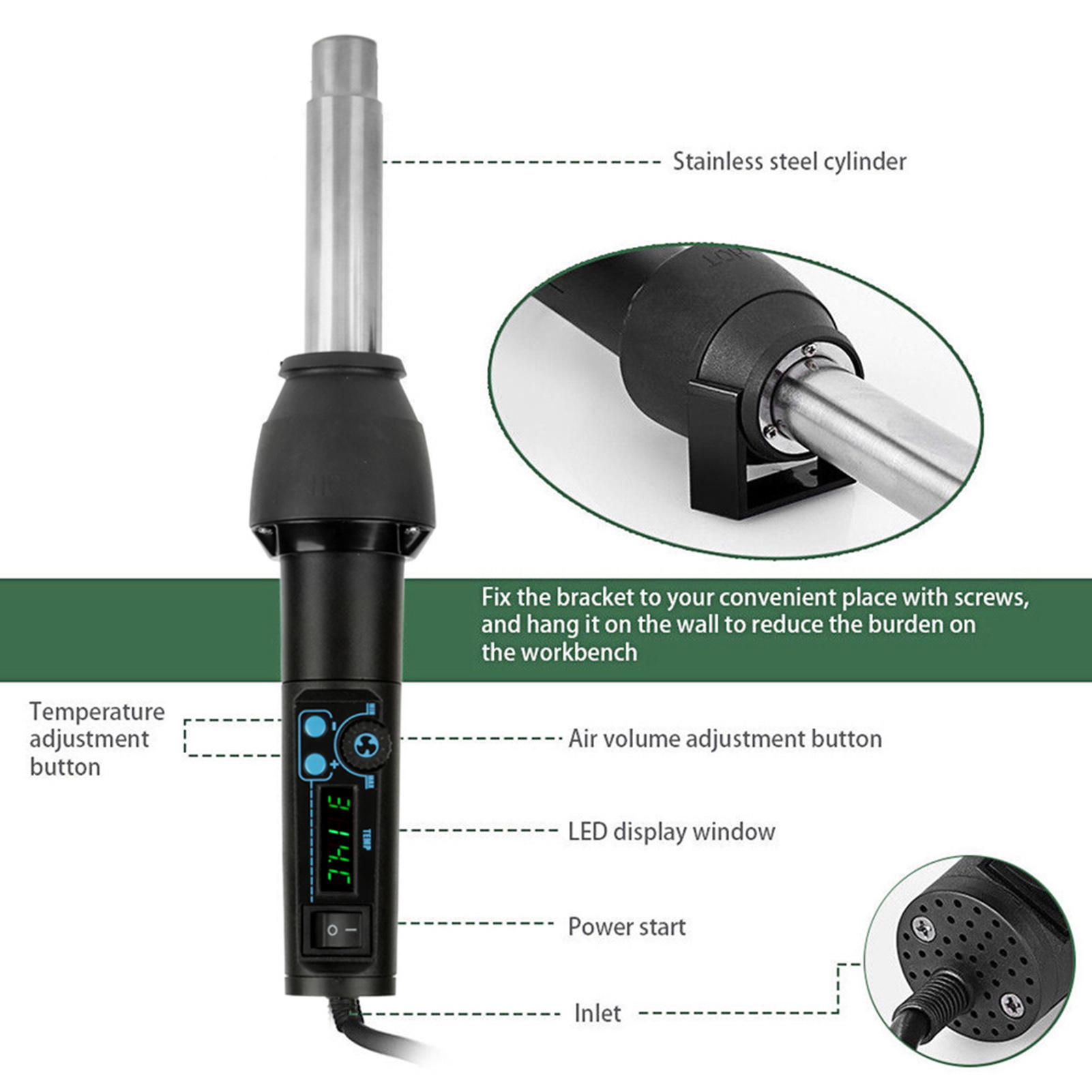8858‑I / 650W LED Digital Disp - Heat Gun Small recension och pris