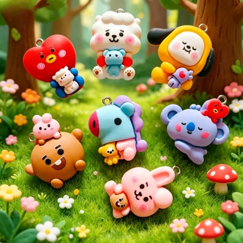7pcs BT21 Resin Cartoon Charm  - Crafting Resin recension och pris